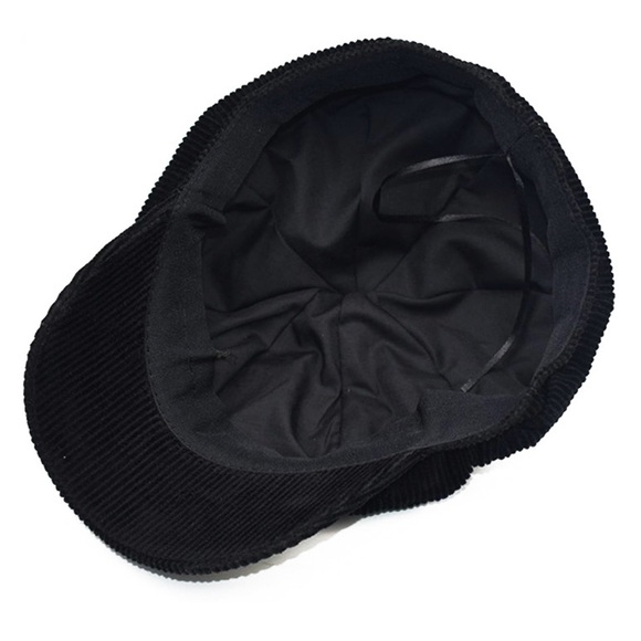 🌹🆕 Vintage Black Corduroy Newsboy Cap Cabbie Painters Y2K Beret Hat - Picture 6 of 8